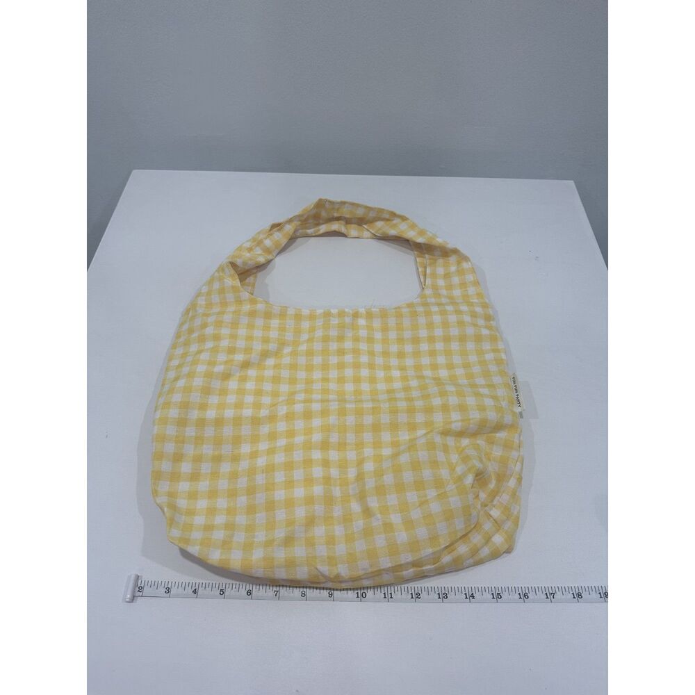 Fun Fun Party Yellow Gingham Hobo Tote Bag Cottagecore Checkered Shoulder Bag